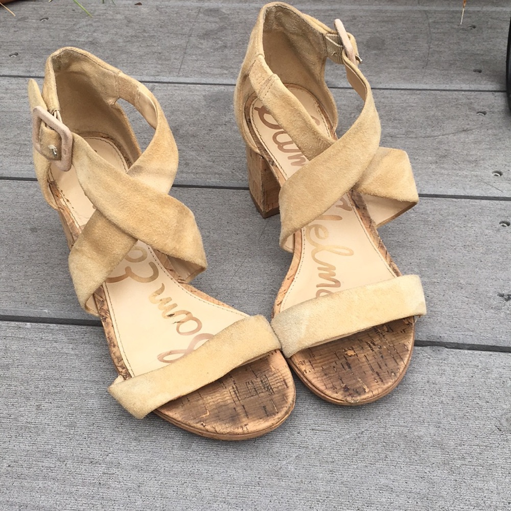 Sam Edelman Cream Cork Block Heel Sandal